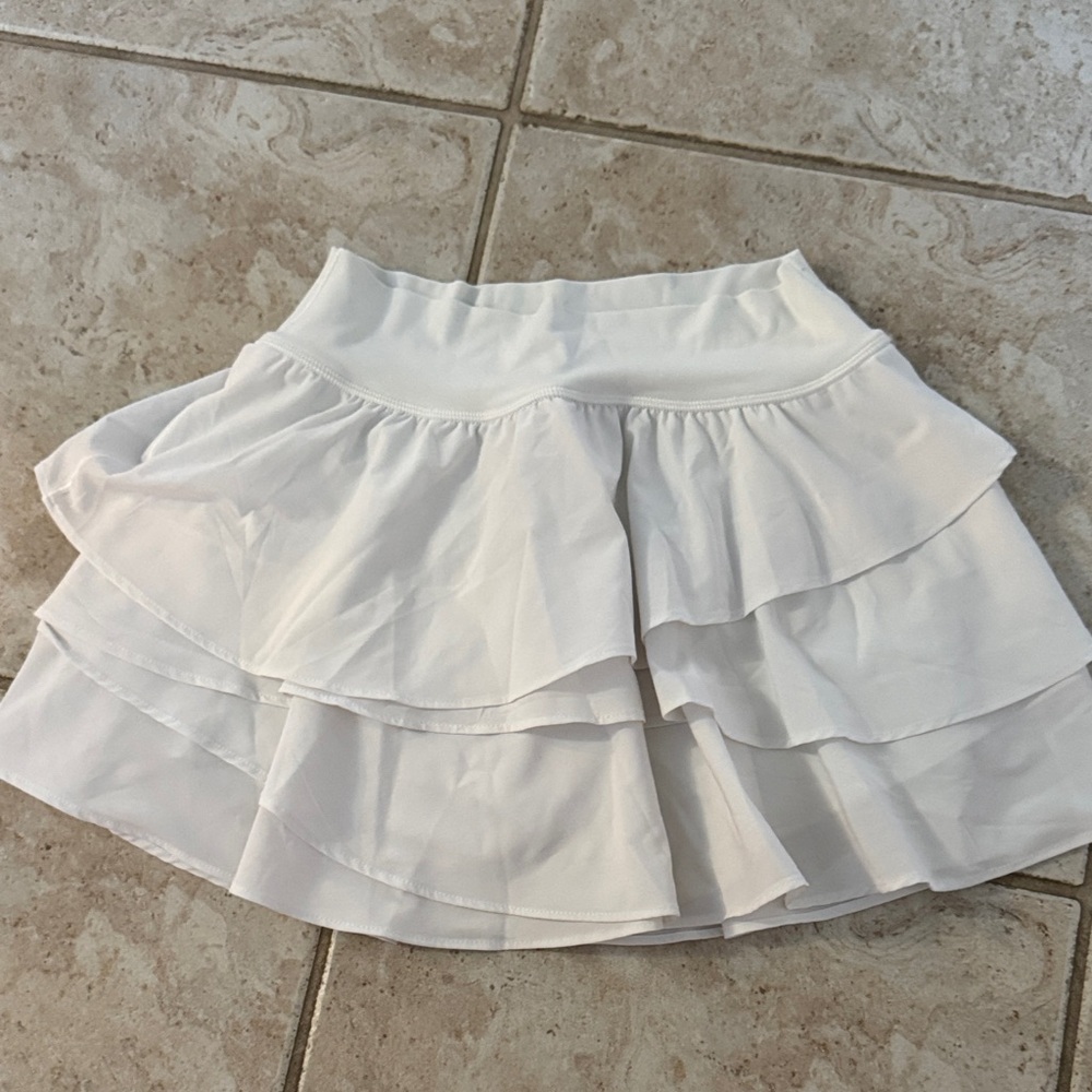 Athletic White Layered Mini Skirt